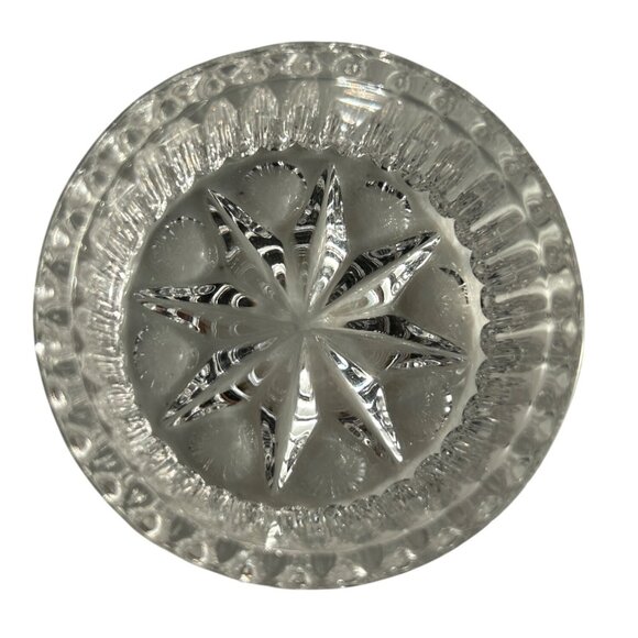 Vintage Mini Glass Trinket Dish With Ornate Gold Metal Lid Starburst - Picture 5 of 7